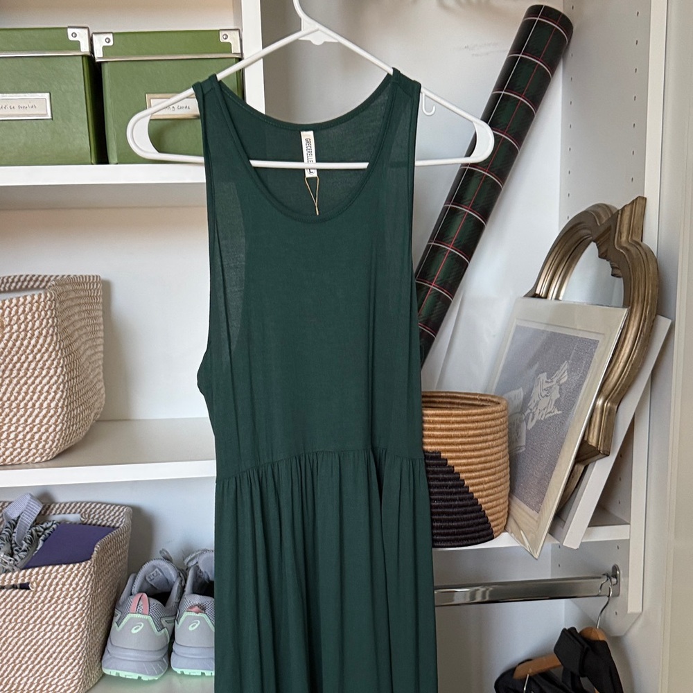 Sleeveless Maxi Dress in Dark Green by